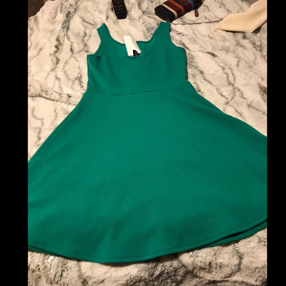Green skater dress
